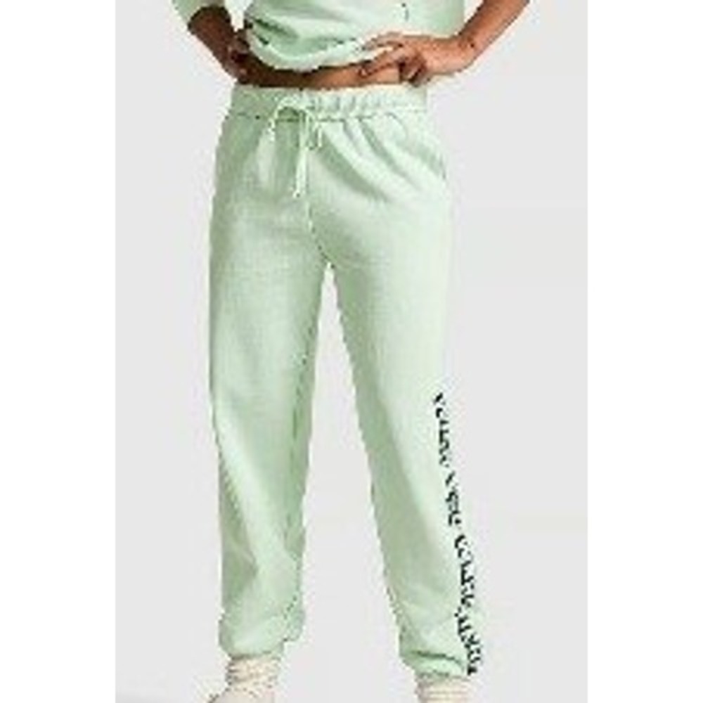 VS PINK High Rise Relaxed Fleece Sweatpants M Wish You Were Here Joggers - Picture 2 of 12